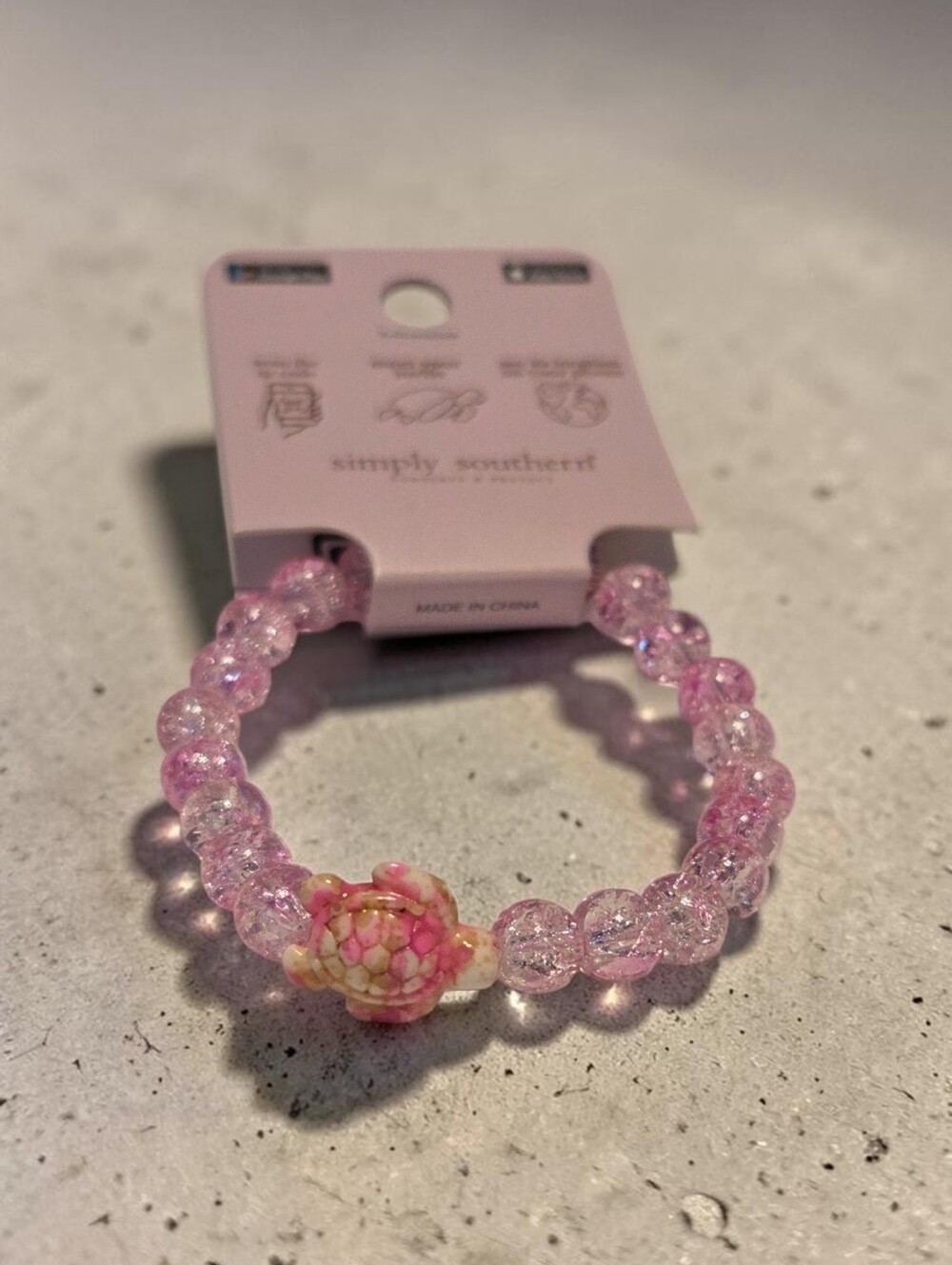 Simply Southern Light Pink Turtle Tracker Bracelet, w/Pink & Cream Turtle, NWT - Picture 3 of 3